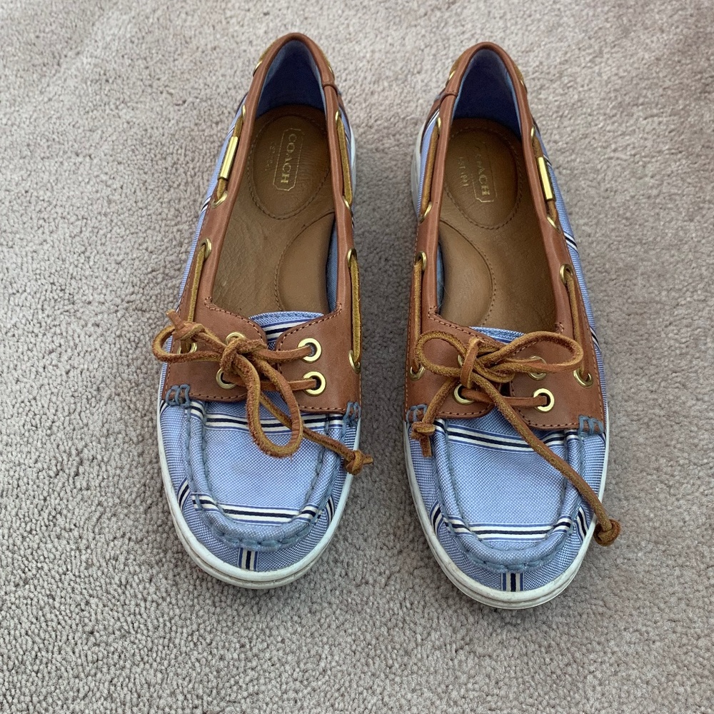 Coach Richelle Blue Striped Loafer Boat Shoes Size 7